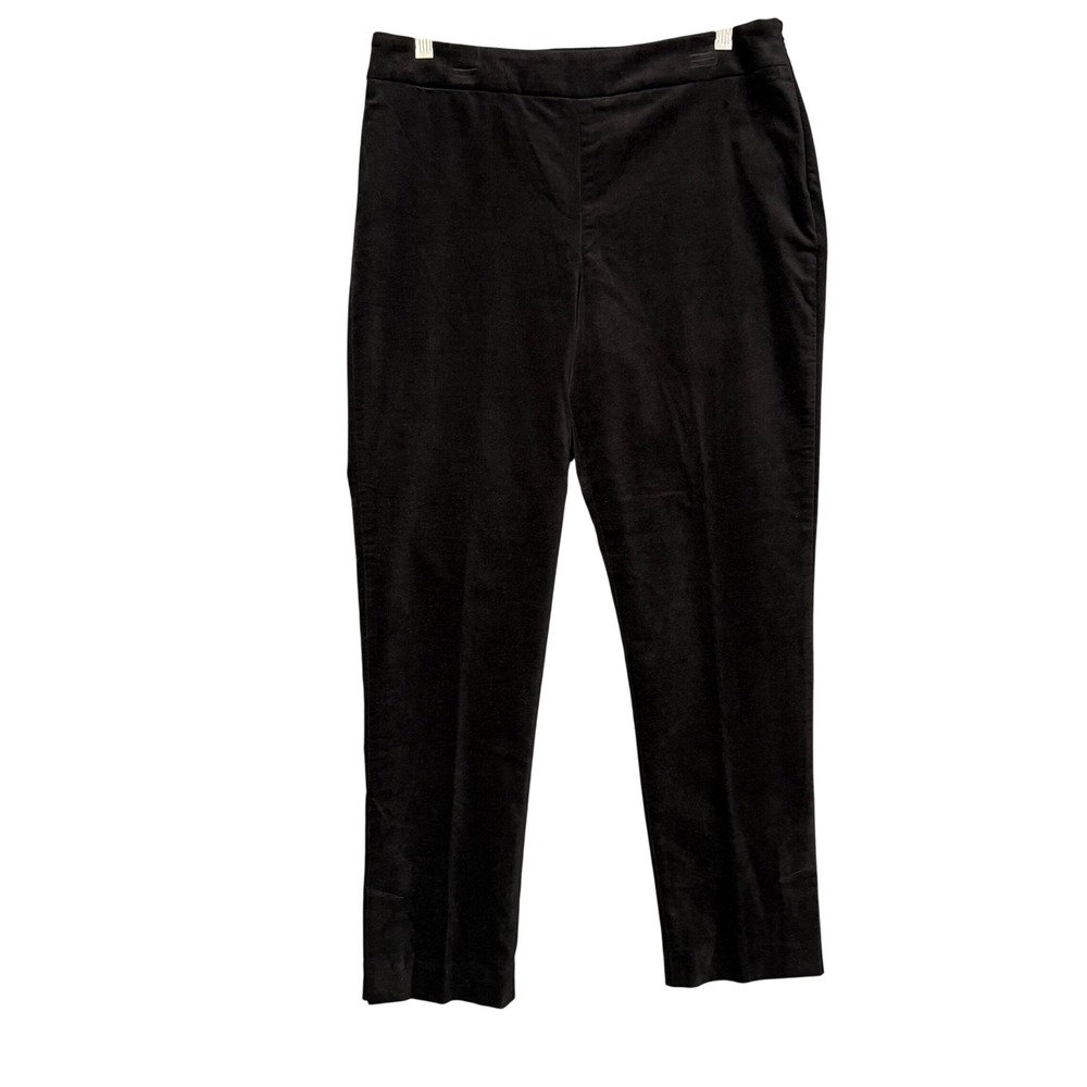 Talbots Heritage Pants Womens 10P Black Velvet Holiday Party Slim Leg Stretch